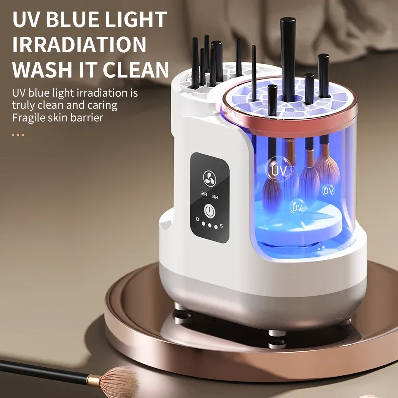 Elektrischer USB-Make-up-Pinselreiniger 3-in-1 mit automatischem, schnell trocknendem Stützgerät – Make-up-Pinsel-Reinigungs- und Trocknungsbuch-Werkzeug