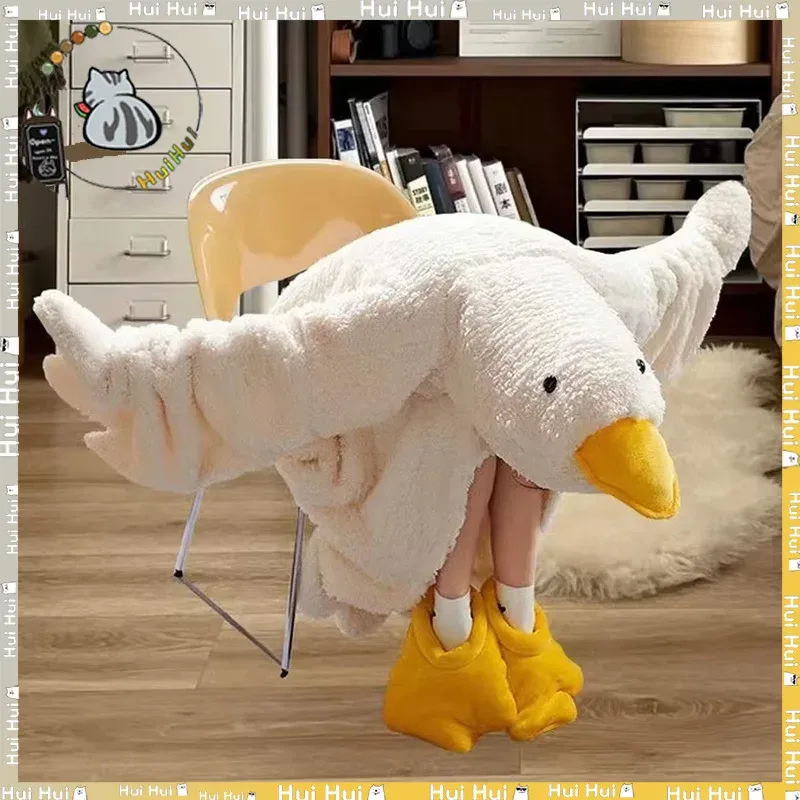 Neue Verdicken Korallen Fleece Mit Kapuze Robe Große Gans Nachthemd Lustige Gans Paar Nette Cartoon Nachtwäsche Cosplay Ente Hause Kleidung