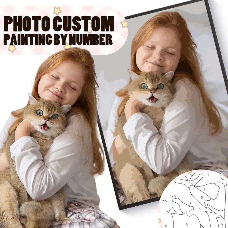 GATYZTORY Dropshipp Malen Nach Zahlen Persönlichkeit Angepasst Foto Acryl Farbe Diy Geschenk Leinwand Malerei einzigartiges Geschenk
