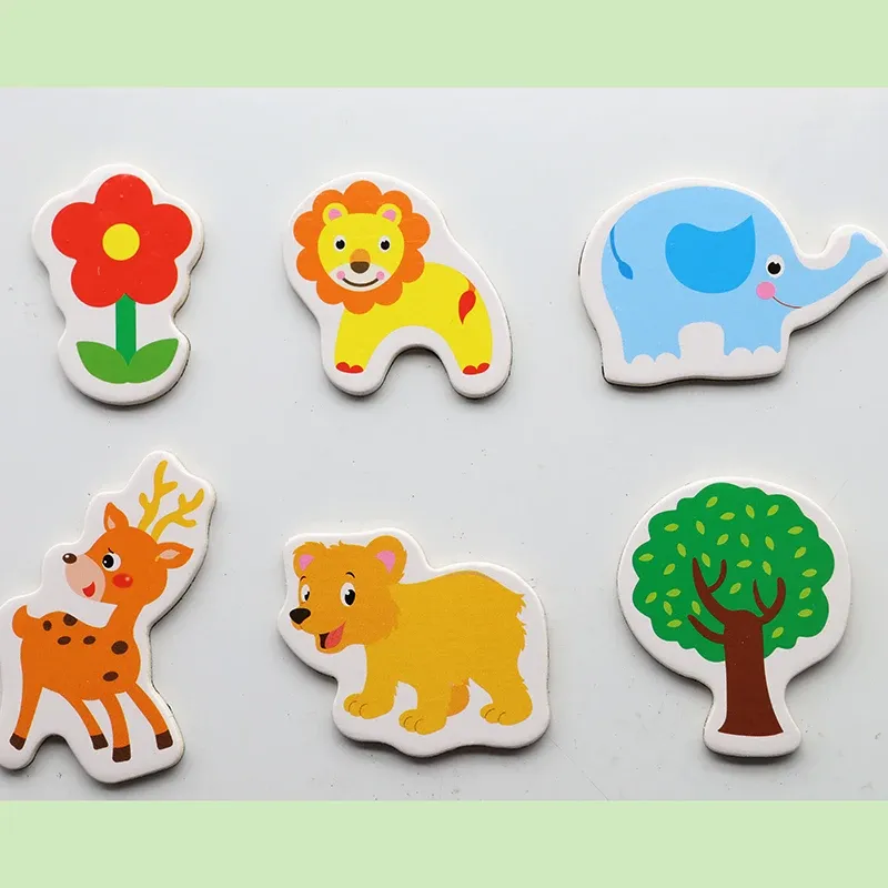 12/36 stücke Kühlschrank Magnete Tier Fisch und Krabbe Holz Kühlschrank Magnet 3D Cartoon Aufkleber Diy Büro Whiteboard Gadget Kinder Bildung
