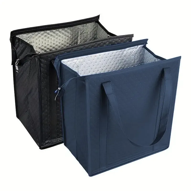 Große isolierte wiederverwendbare Einkaufstasche mit Reißverschluss und Vordertasche, kühl/warm für Stunden für Camping, Picknick, Angeln, Einkaufen