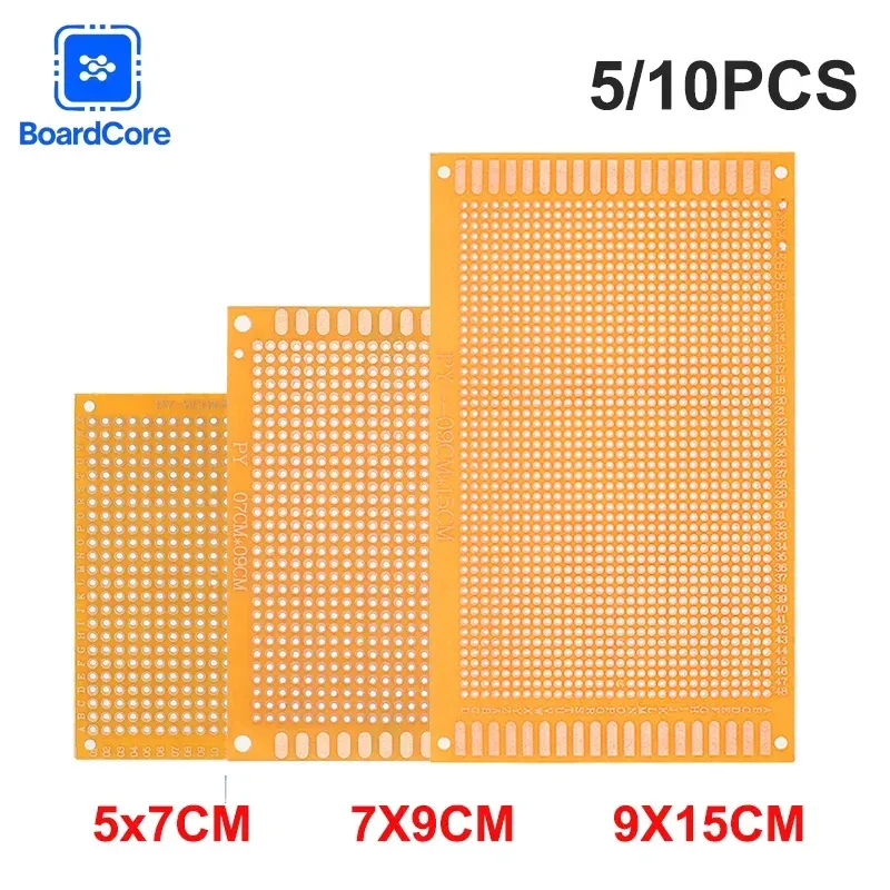 5/10 Stück 5 x 7 cm 7 x 9 cm 9 x 15 cm Universal-Leiterplatte, gelbe einseitige Leiterplatte für Arduino