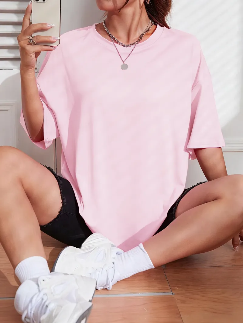 21 Farben Einfarbiges Sommer 100% Baumwolle Damen T-Shirt Sport Mehrfarbige T-Shirts Locker Lässig Kurzarm Unisex Mode Oberteile
