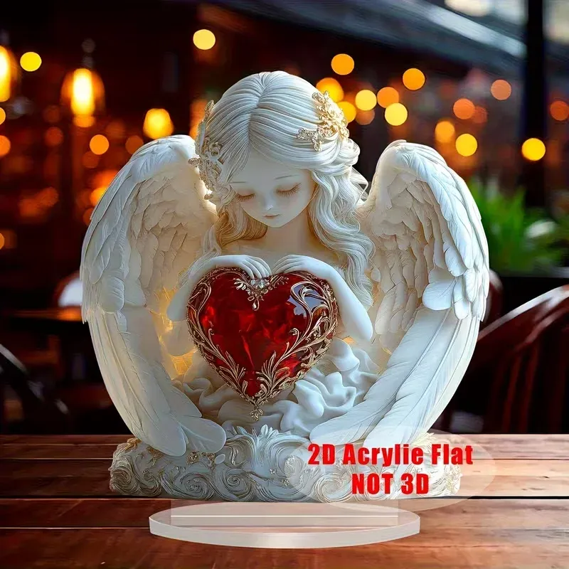 Rotes Herz Kristall Engel Skulptur Valentinstag Geschenk Jahrestag Home Office Schlafzimmer Dekor