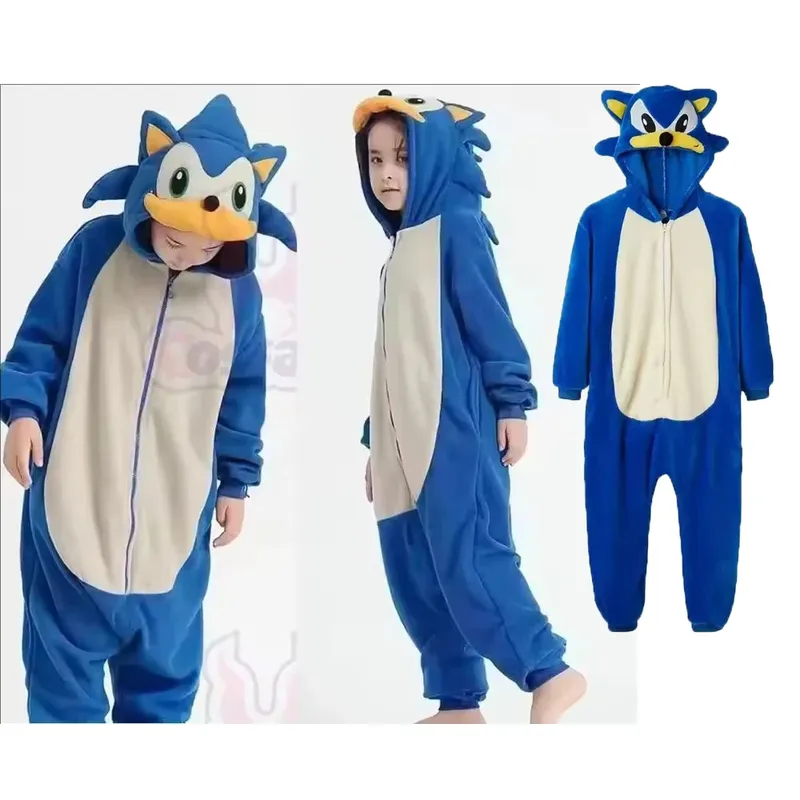 Neue Egel Onesie Pyjama Igel Sonic Onesie Kinder Pyjama Korallen Fleece Cartoon Overall Nachtwäsche Herbst Winter Flanell Hause Clo