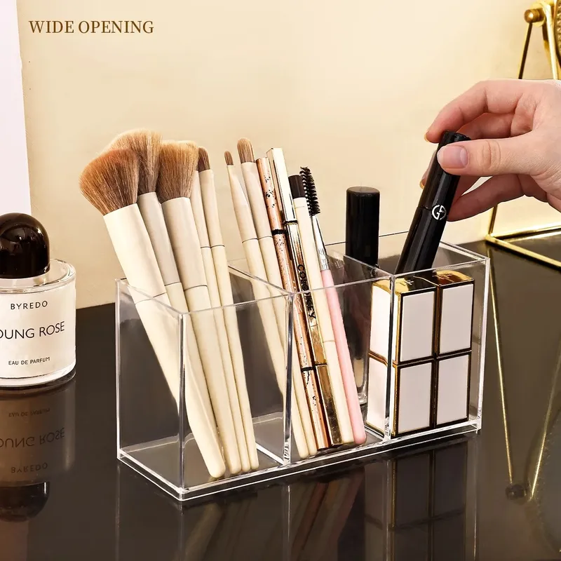 Transparenter Lippenstift Kosmetik Make-up Acryl Make-up Pinsel Werkzeug Aufbewahrungsbox Fall Make-up Pinsel Halter Tisch Organizer Make-up-Tool