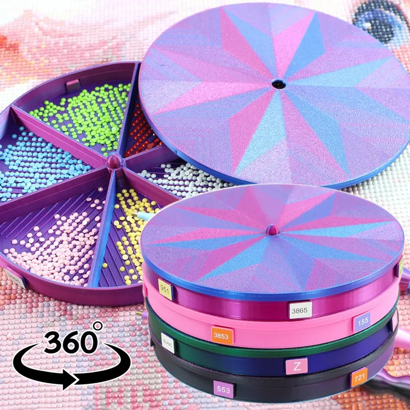 Aufbewahrungsbox für Diamantmalerei-Tablett, stapelbares Rotations-Diamant-Kunsttablett, Werkzeuge und Zubehör für Diamantmalerei