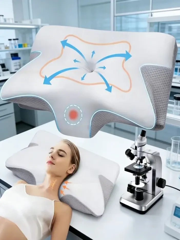 Schmetterlingsförmiges Kissen mit langsamer Rückprall, Memory-Schaum, Nackenkissen, ergonomische Kontur, orthopädisches Kissen, Nackenschmerzen, Stützkissen