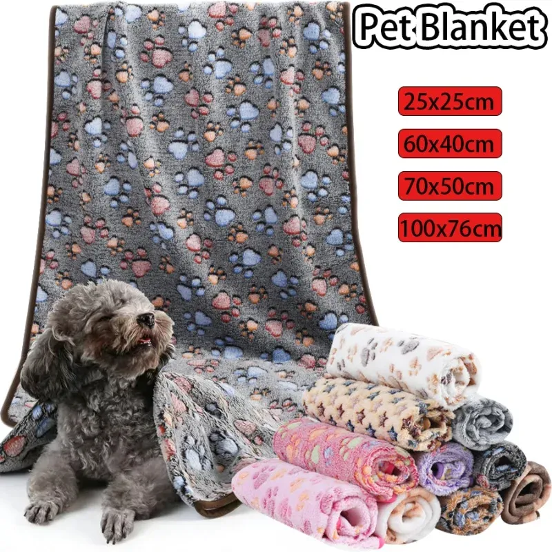 Weiche, flauschige, hochwertige Haustierdecke, Flanell-Schlafdecke für Hunde, Pfotenabdruckmuster, Hamstermatte, warme, bequeme Decken für Katzen und Hunde