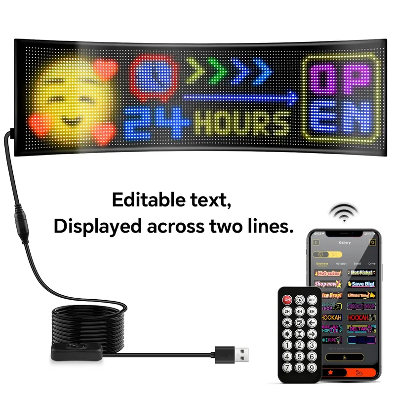 Multifunktionales helles LED-Matrix-Pixel-Panel, intelligenter LED-Bildschirm, flexibles RGB-Auto, Scroll-Text, Animation, Bluetooth-Licht