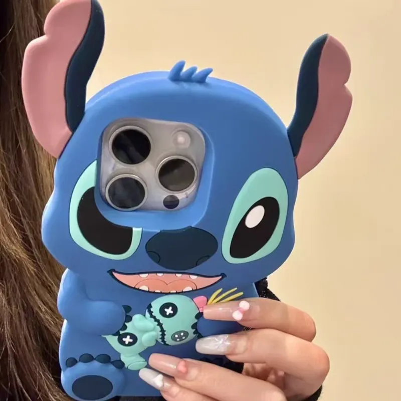 Disney Handyhülle Big Ear Stitch Lilo für iPhone Air 16 Plus 17 15 14 13 11 12 Pro Max 17 Pro 16e 3D Cartoon Weiche Silikonhülle