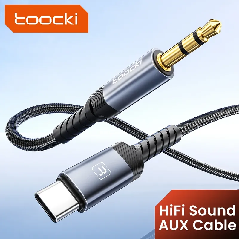 Toocki USB C/iP auf 3,5 mm Klinke Audiokabel Adapter Lautsprecher Kopfhörer Typ C Stecker auf Stecker 1 m Verlängerung AUX-Kabel für iPhone Xiaomi