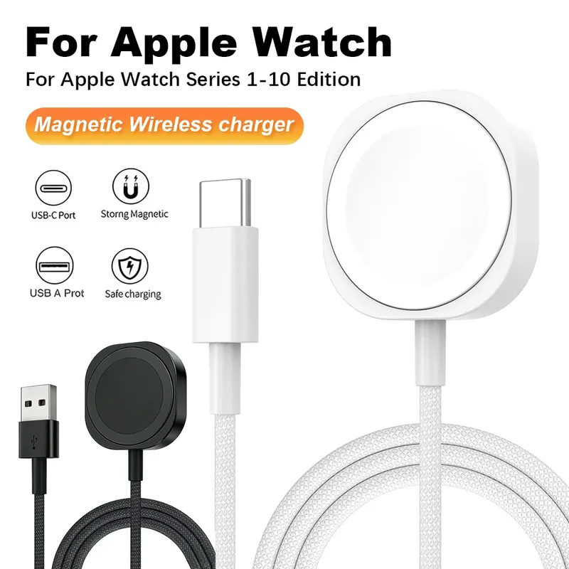 Neues magnetisches kabelloses USB-Schnellladegerät Typ C-Ladekabel für Apple Watch Serie 10, 9, 8, 7, 6, 5, 4, 3, 2, 1, Ultra Edition iWatch