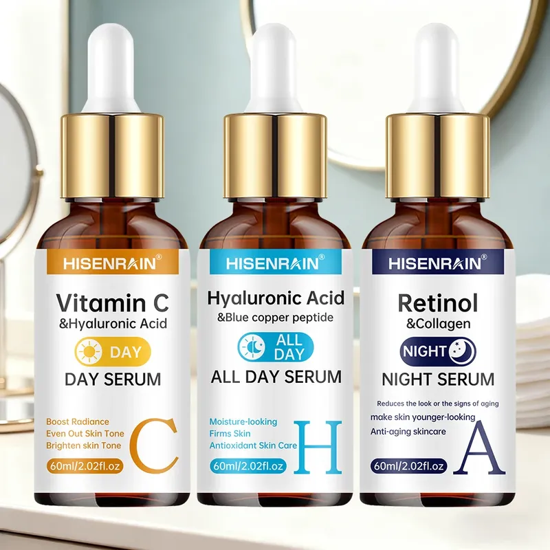 HISENRAIN Vitamin C + Retinol + Hyaluronsäure Serum Duo |   Anti-Aging-Aufhellungs- und Feuchtigkeits-Kombination |   Für alle Hauttypen.