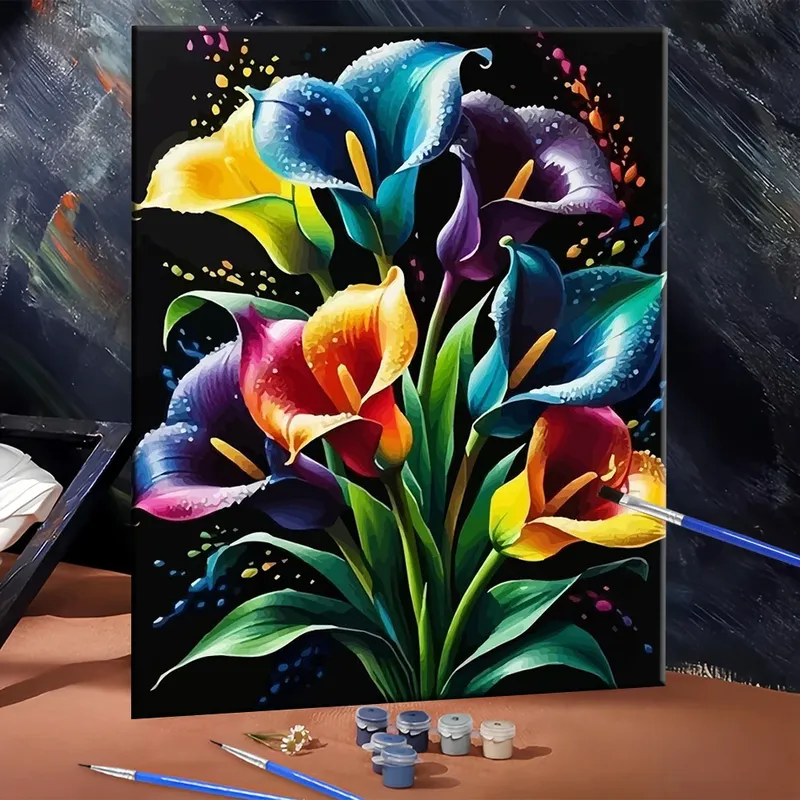 DIY Digitales Ölgemälde Blumen Malen Nach Zahlen Malen Nach Zahlen Leinwand Malerei Kits Handgemalt DIY Geschenk Hause Dekoration