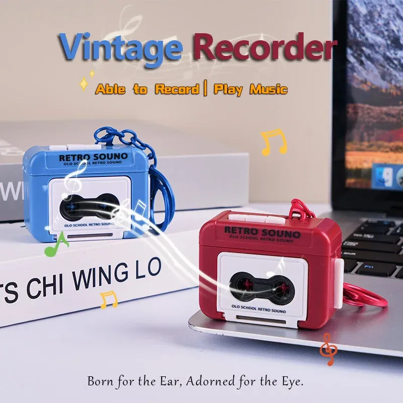 Kreativer Spaß Mini-Radio-Recorder Musikspielzeug Klassische Tasche Dekoration Schlüsselanhänger Schlüsselanhänger Geschenk