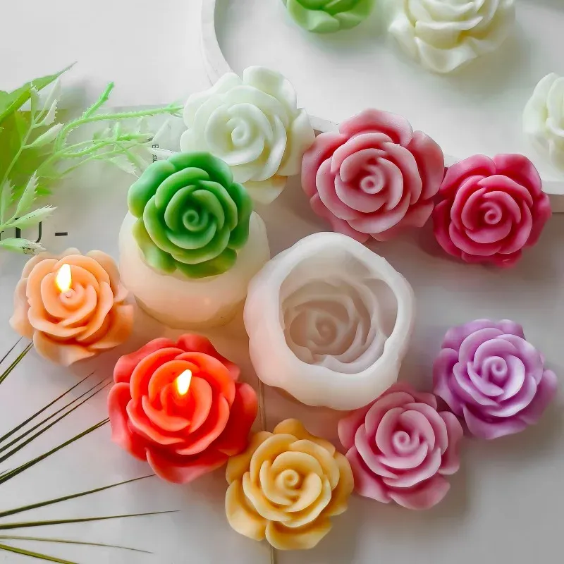 3D Mini Rose Blume Silikon Kerze Form DIY Handwerk Harz Gips Zement Seife Form Schokolade Kuchen Backform Valentinstag Geschenk