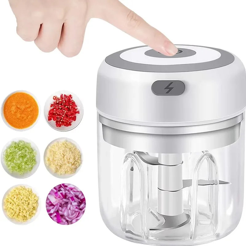 Elektrischer Knoblauchwolf, 250 ml, Gemüsezerkleinerer, Lebensmittelzerkleinerer, USB-Mini-Knoblauchwolf, Zwiebelzerkleinerer, tragbare kleine Küchenmaschine