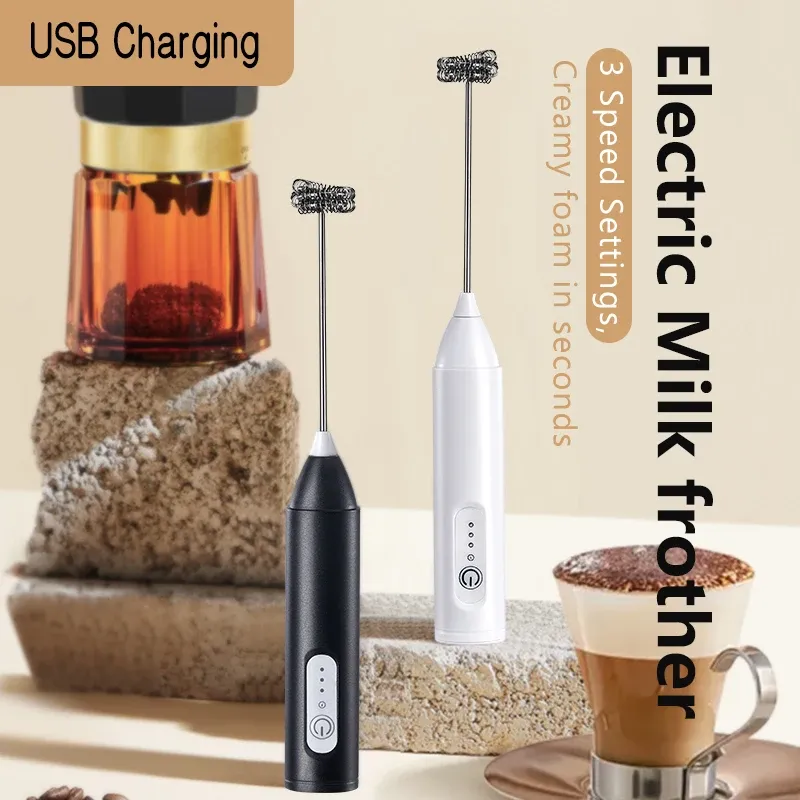 Drahtlose Milchaufschäumer Elektrische USB Aufladen 3 Geschwindigkeiten Handheld Mixer Kleine Kaffee Schaum Maker Schneebesen Für Kaffee Küche Werkzeuge
