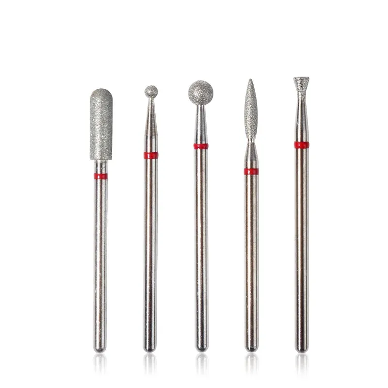 1/5Pcs Red Diamond Nagel Bohrer Fräser für Maniküre Elektrische Rotary Grat Häutchen Werkzeuge Zubehör