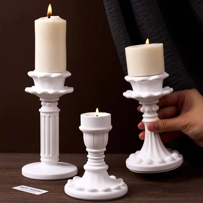 Nordic Candleatick Ornamente Silikon Form DIY Wohnkultur Kerze Halter Basis Casting Formen Gips Harz Handwerk Machen Form