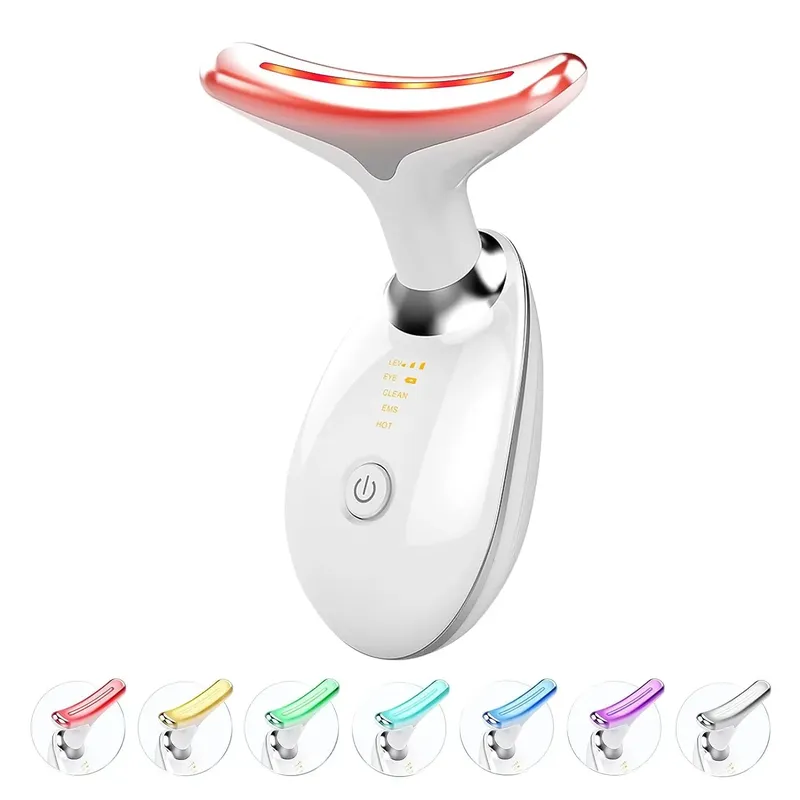 7-farbiger Hals-Gesichtsheber Ems Hals-Gesichtslifting-Massagegerät Hautstraffung Gerät Led Photonentherapie Anti-Falten-Doppelkinn-Entferner