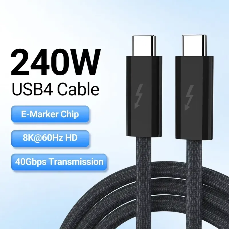 PD 240 W USB C auf Typ C Schnellladekabel USB 4.0 8K 60 Hz 40 Gbit/s Datenübertragungskabel Thunderbolt 3/4 für Telefonschalter iPad Mac