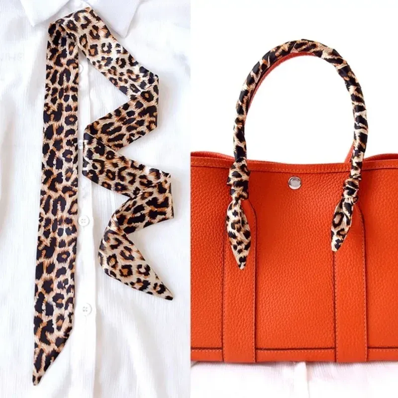 Dünne lange Haarstreifen Frauen Seide Tasche Griff Band Schal Halstücher Griff Band Haarband Kopftuch Schals Taschen für Frauen
