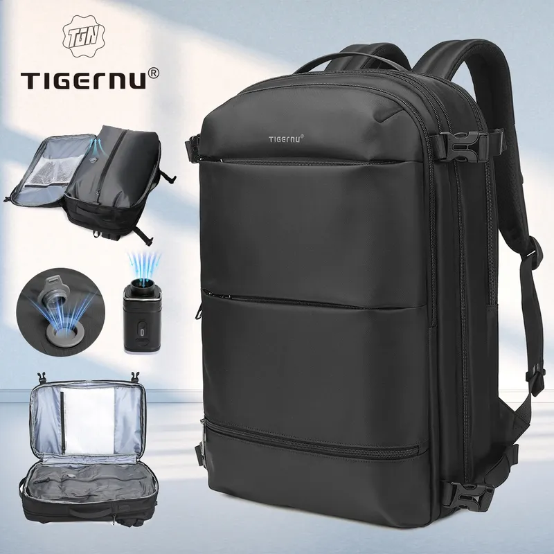 Tigernu Vakuum-Kompressionsrucksäcke, Herren-Reiserucksack, erweiterbar, USB-Tasche, große Kapazität, 17 Laptop-Taschen für Schule, Kabinentaschen