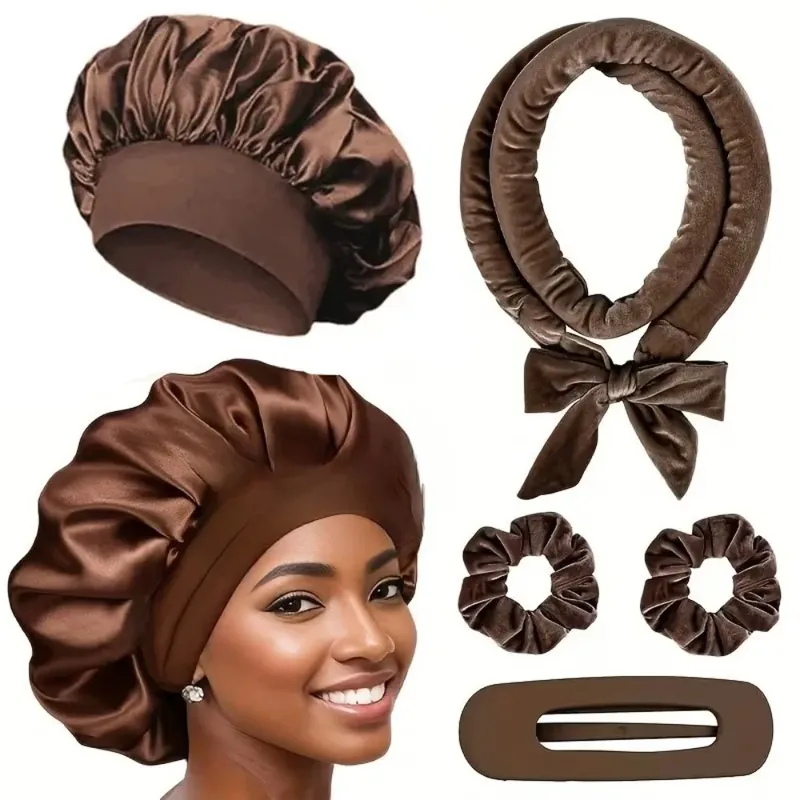 Hitzeloses Lockenwickler-Set mit Satin-Motorhaube, kein Hitze-Schlafen im Lockenwickler-Stirnband, weicher Lockenwickler, Locken-Styling-Werkzeuge