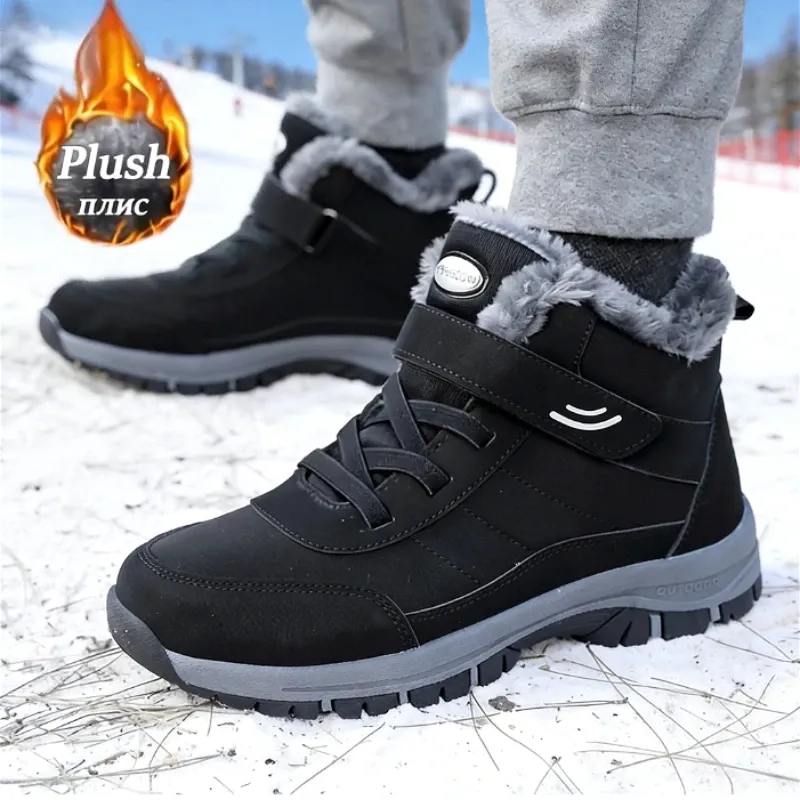 Schneestiefel für Herren, lässige Winterschuhe, Plattform, rutschfest, warmes Fell, Stiefeletten, Plüsch, Kampf, Outdoor, Wandern, Motorradstiefel, 2025,