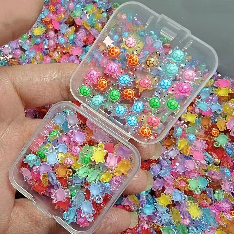 100/500Pcs Mini Leuchtende Schildkröte Acht Farbe Dekorative Perlen Dekoration DIY Zubehör Harz Zubehör Handgemachte DIY Dekoration