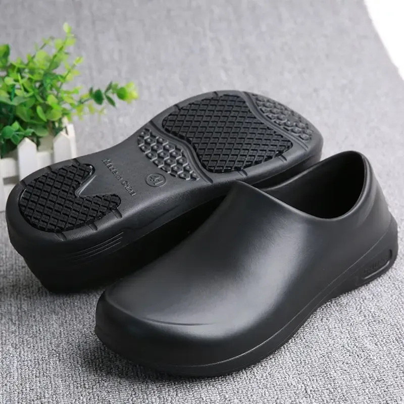 Rutschfeste Kochschuhe für Damen und Herren – Leichte und bequeme Slip-On-Schuhe mit Holzsohle, EVA-Obermaterial + wasserdichte/rutschfeste Gummisohle – Allwetter-Arbeitsschuhe, geeignet für Küchen, Krankenhäuser, Restaurants, Strände – Leicht zu reinigende rutschfeste Küchenschuhe, speziell für Catering-Servicepersonal