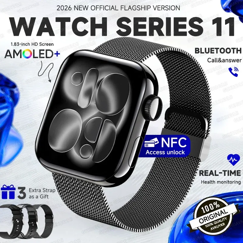 2026 Neu für iOS Watch Series 11 Smartwatch Ultra HD AMOLED GPS NFC Herzfrequenz IP68 Wasserdicht Sport Fitness Anruf Smartbracelet