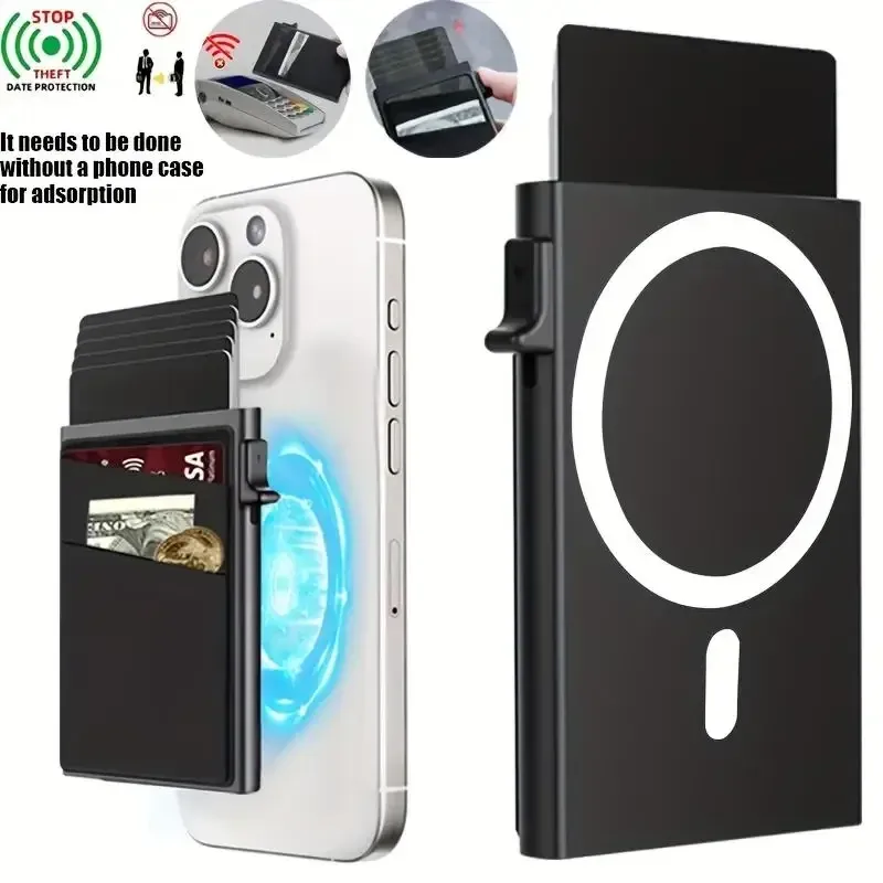 1-teiliger schlanker Pop-Up-Kartenhalter mit Aufdruck für Herren, RFID-blockierende Geldbörse, magnetischer, schlanker, automatischer Pop-up-Kartenhalter für das Telefon