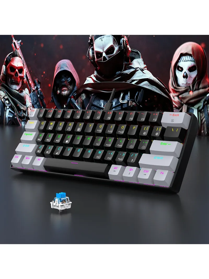 60 % kabelgebundene mechanische Gaming-Tastatur, RGB-Hintergrundbeleuchtung, ultrakompaktes Mini-Layout für PC/Mac-Gamer und Typisten, einfaches Reise-Design