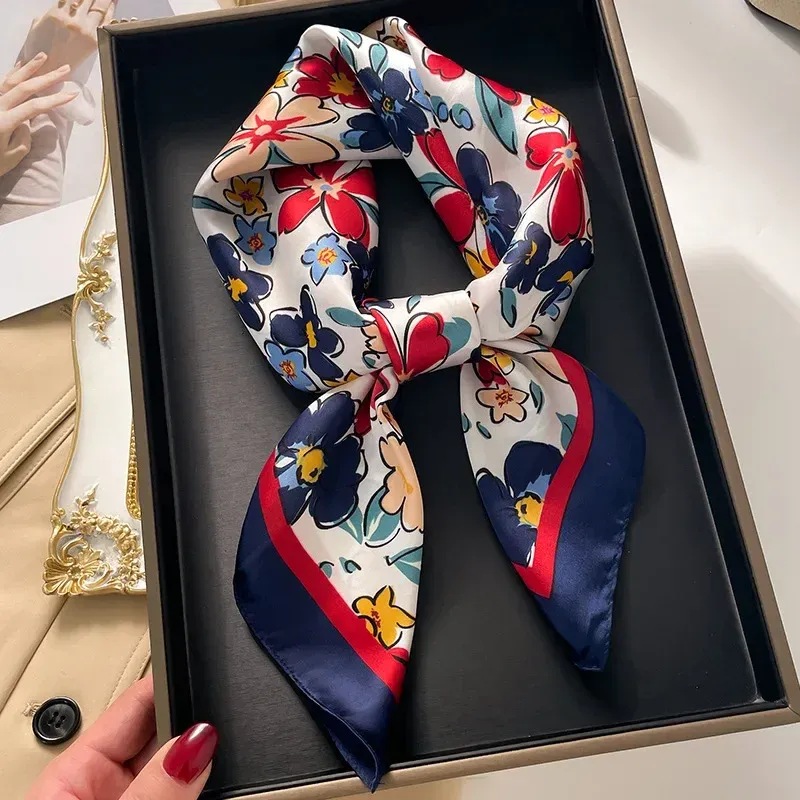 Luxus Quadrat Schal Für Frauen Elegante Damen Hijab Halstuch Weiche Fleck Imitation Seide Floral Schals Mode Schal Für Reisen
