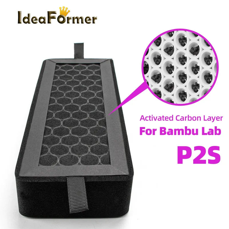 1/2Pcs Für Bambu Lab P2S Aktivkohle Filter Luftreiniger Filter Hohe Effizienz Geruch Für Bambu Lab P2S 3D Drucker Teile
