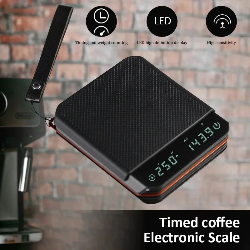 Küchenwaage, Kaffeezubehör, 2 kg/0,1 g Genauigkeit, wiederaufladbar, tragbar, hochpräzise Kaffeewaage mit Timer - 13.35 EUR