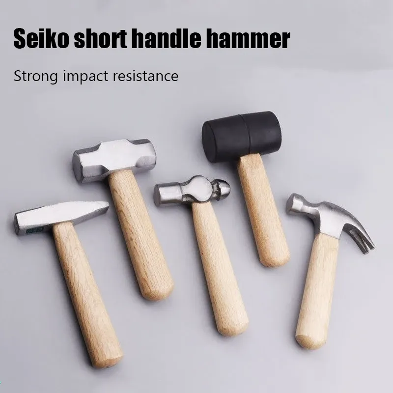 Mini-Hammer, Hammer aus Kohlenstoffstahl, Massivholz, kurzer Griff, achteckiger oder runder Kopfhammer, kleines manuelles Hardware-Werkzeug
