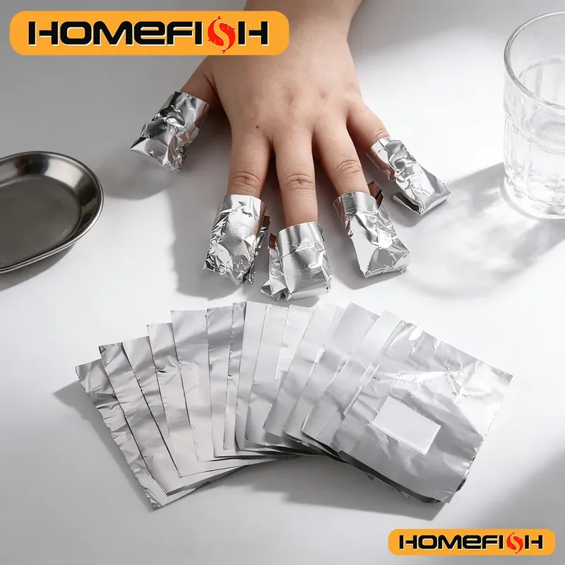 50/100 stücke Entferner Aluminium Folie Nagel Wraps Für Soak Off Acryl Gel Polnisch Professionelle Reinigung Mit Baumwolle Pad maniküre Werkzeuge