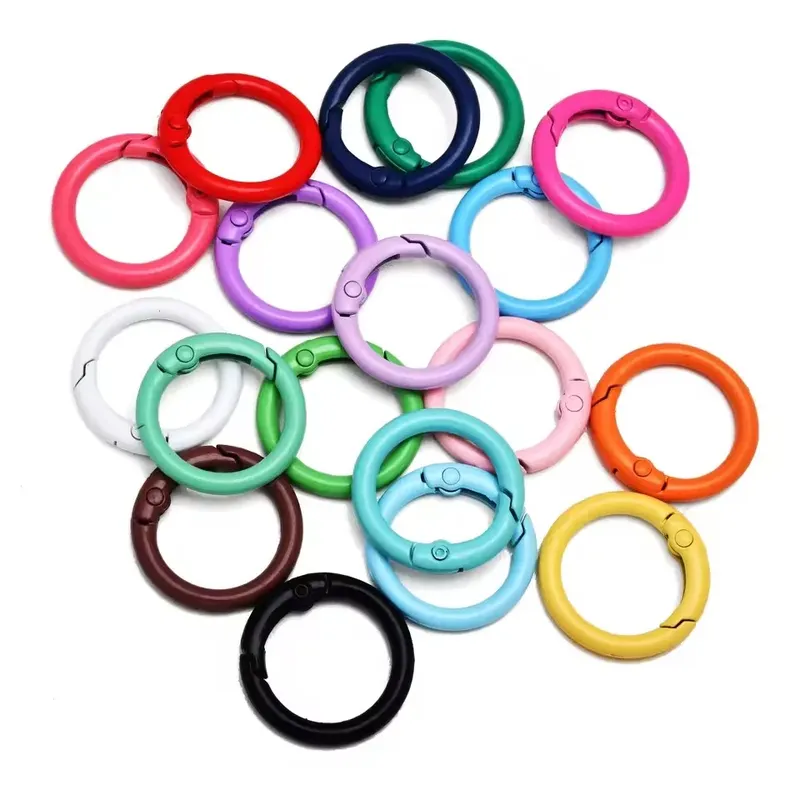 10 Stück bunte 24 mm Legierung Trigger runde Snap Schlüsselanhänger Schnalle Karabinerhaken O Ring Schnalle für Schlüsselanhänger Tasche Geldbörse DIY Zubehör