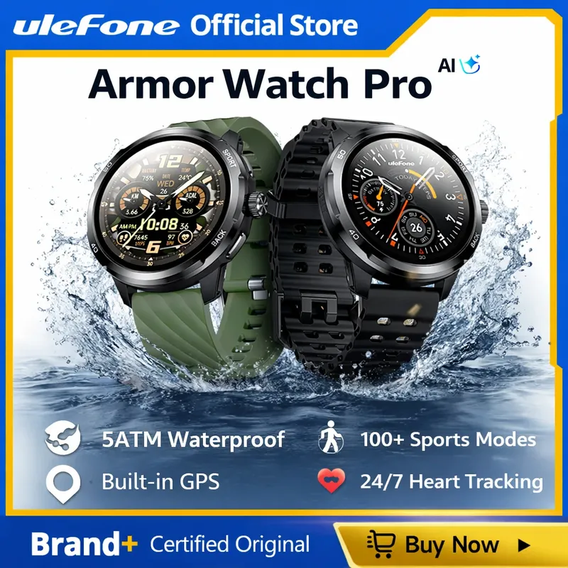 Ulefone Armor Watch Pro Smartwatch 1,5-Zoll-AMOLED-Display, integriertes GPS, Herzfrequenzmesser, Sport-Smartwatch für Männer und Frauen
