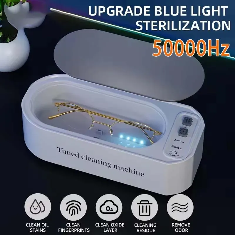 2026 Ultraschall-Brillenreiniger 50KHz Kontaktlinsenreiniger Haushalt Timer Schmuck Zahnbürstenreiniger Bürste Zahnprothesen Neu