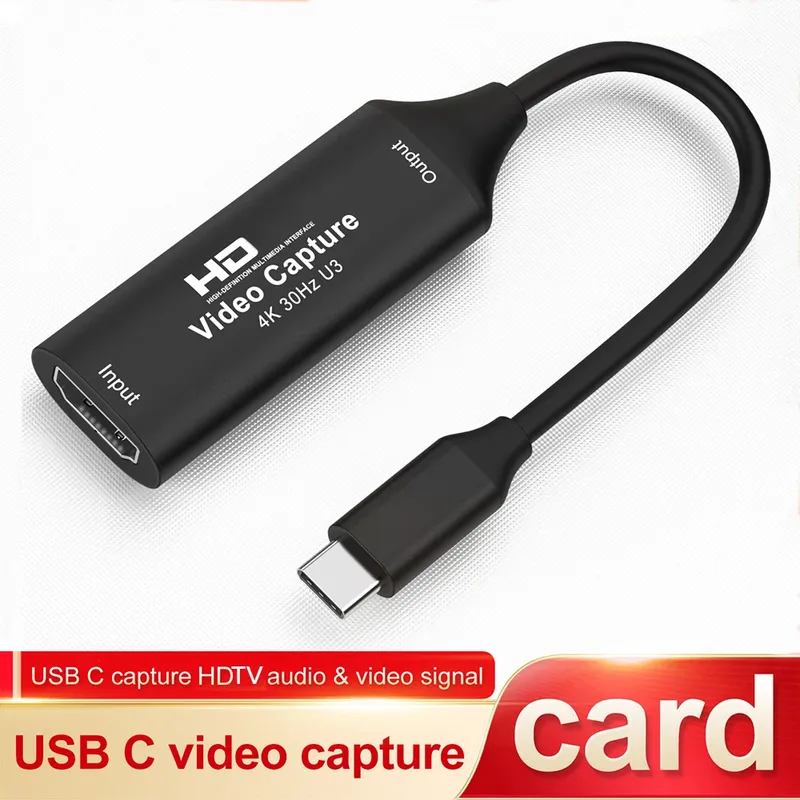 USB 3,0 Video Capture Karte 4K HDMI-kompatibel zuTyp-C 3,0 Spiel Grabber Rekord Für Schalter Xbox PS5/4 Live Broadcast Laptop PC