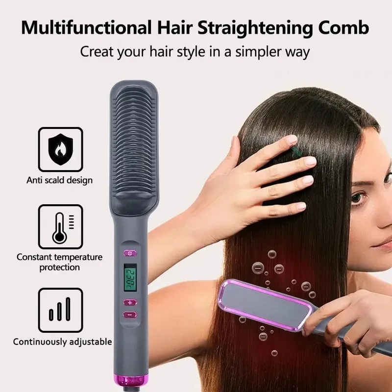 Haarglätter Pinsel Heizung Heißer Kamm Haarglätter Elektrische Haarglättung Lockige Multifunktionale Eisen Pinsel Kamm Curler
