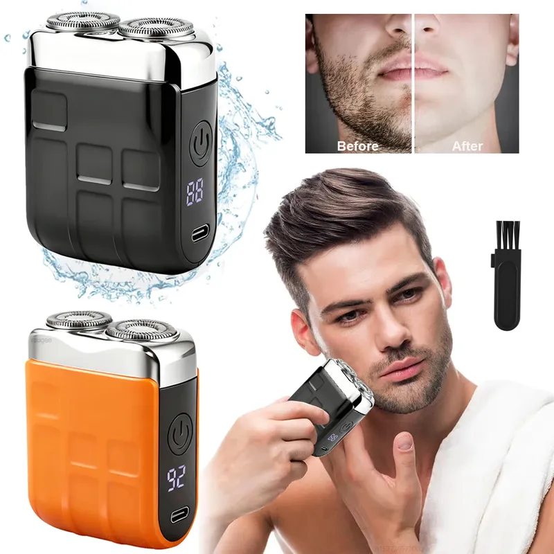 Elektrorasierer für Männer, Mini-Elektrorasierer, Bartschneider, USB wiederaufladbar, Herrenrasiermaschine, Dual-Blade-Elektrorasierer für Männer