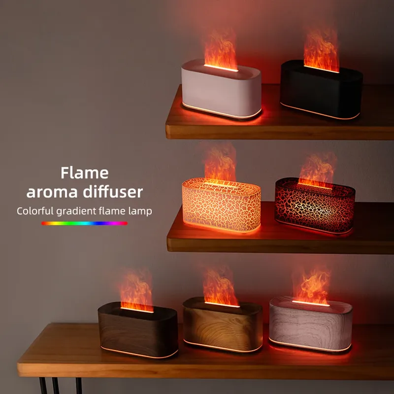 Aromatherapie-Diffusor mit Flammeneffekt, Diffusor für ätherische Öle und Luftbefeuchter mit kühlem Nebel, leiser Luftbefeuchter für Zuhause und Schlafzimmer