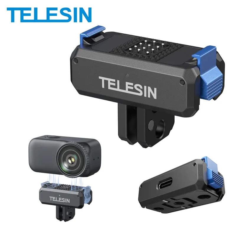 TELESIN Für DJI OSMO Nano Magnetische Quick Release Zwei Klaue Lade Adapter Halterung Dual Klaue Interface Action kamera zubehör