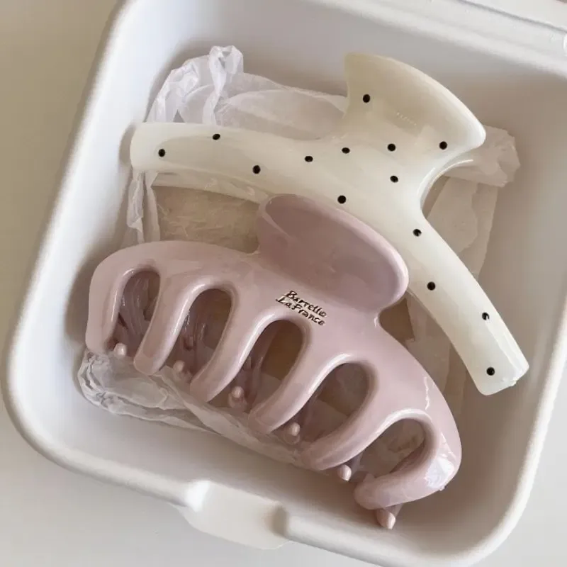 Koreanische große Acryl Dragon Bone Shark Haarspange Französisch Stil Polka Point Arc Hinterkopf Haarklammer Klemme Haarschmuck